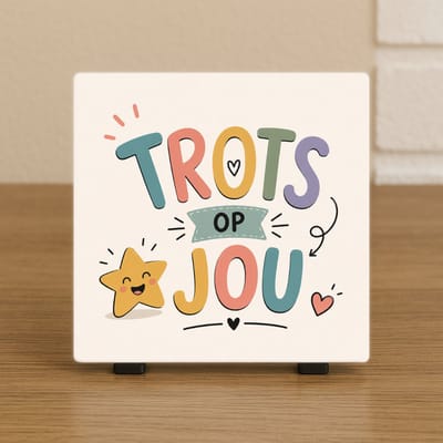 Wenstegeltje “Trots op Jou” – Lief Cadeau tegeltje – Trendy nu – Geslaagd – Vriend(in) – Familie – Rijbewijs – Zomaar – Cadeau – Geslaagd – Decoratief Tegeltje met Standaard – Cadeau Idee