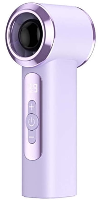 Draagbare, stille mini-ventilator zonder bladen met drie instelbare snelheden, geschikt voor gebruik buitenshuis, op reis en op kantoor. Reisaccessoire - paars.