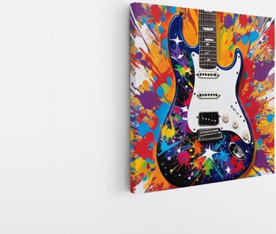 Saammp Canvas Schilderij - Gitaar - Abstract - 20x20 - Foto op canvas - Wanddecoratie - Muurdecoratie Woonkamer - Slaapkamer decoratie - Canvas Print