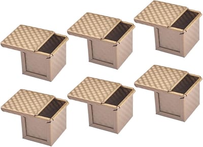 Bakvorm Set - Broodvormen met Deksel - Brood Bakken - Antiaanbaklaag - 6 Stuks - Goud