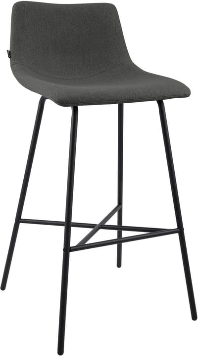 CLP Altona Barkruk - met rugleuning en voetsteun - zwart metalen frame - modern Scandinavisch - keukenbarkruk - zwart/donkergrijs