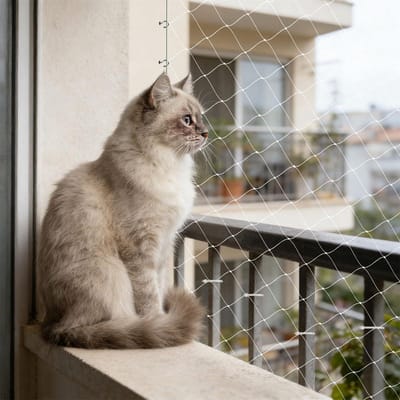 Kattennet Balkon - Veiligheidsnet Huisdier - Voorkomt Ontsnapping - Scheurvast Nylon - 10 x 3 Meter - Wit