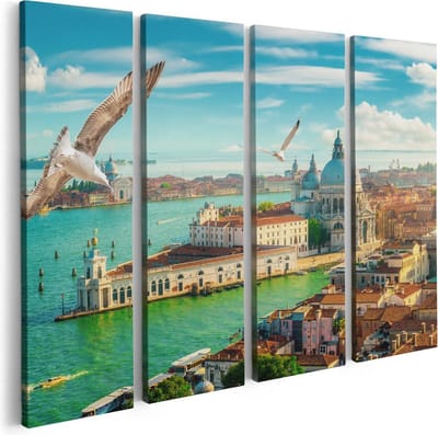 Artaza Canvas Schilderij Vierluik Venetië Stad vanuit Boven - 80x60 - Foto Op Canvas - Canvas Print