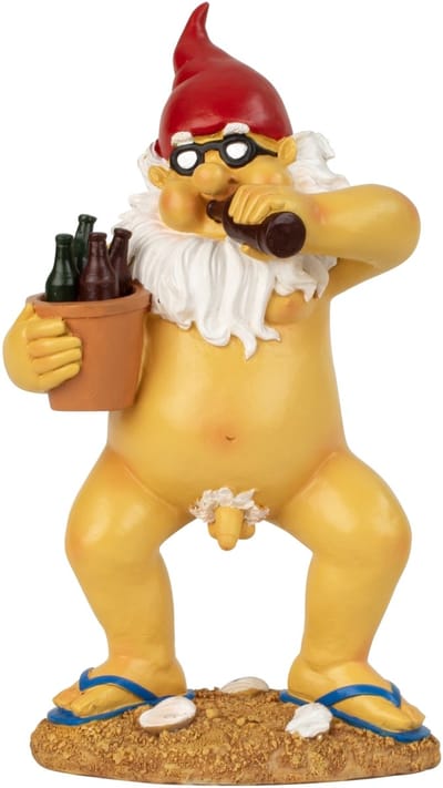 Tuinkabouter met Bierflessen – Staand | Decoratief Beeld - 28 cm