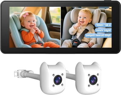 Baby Autocamera - Babyfoon Auto Achteruitrijcamera Baby - Kinderen Monitoren - Split-Screen HD Beeld - 6.8 inch Scherm - Zwart