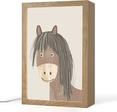 Nachtlampje 20x30 cm - Kinder lampje - Paard - Dier - Pastel kleuren - Paarden - Tafellamp kinderkamer - Slaapkamer lamp - Bedlamp kinderen - Kinderlampje stopcontact - Wandlamp babykamer - Nachtlampjes