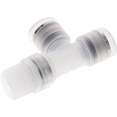 10mm x R3/8'' rechte hoek T-stuk PA Insteekfitting Buitendraad FDA Draaibaar EPDM