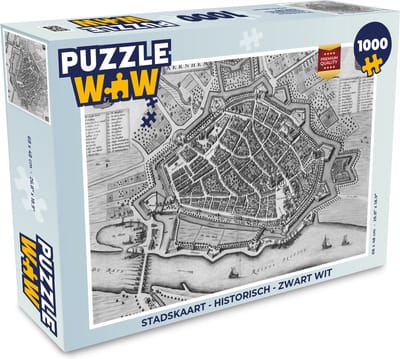 Puzzel Stadskaart - Historisch - Zwart Wit - Legpuzzel - Puzzel 1000 stukjes volwassenen - Plattegrond