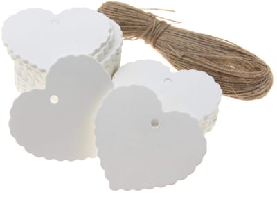 Dailygoods- Gift Tags Hartvorm 100 Stks - Etiketten Papier - Cadeau-tags - Kledinglabels - Bruine String 20 Meter - Voor DIY Projecten