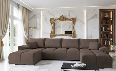 Hoekbank U-vorm Fluweel 365x189 cm - 365x189 cm - Bruin - Novihome