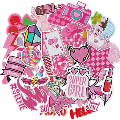 QTTVBTNA 43 Stuks Roze Strijkpatchje Set – Iron-on & Sew-on – Assorti Designs – Schattige DIY Set– Voor Kleding, Jeans, Rugzakken en DIY Decoratie – Meisjes & Dames