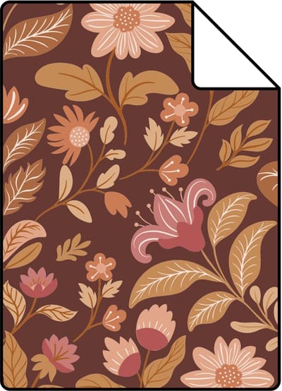 Proefstaal ESTAhome behang vintage bloemen mauve paars en groen - 26.5 x 21 cm - 131895-S