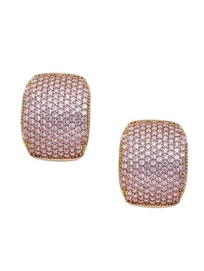 AVANT-GARDE PARIS AGPER56045 - Pavé Oorknopjes - Lichtroze Dome Stud Oorbellen - Metaal Met Zirkonia - Goudkleurig Verguld - Voor Vrouwen