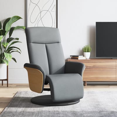 vidaXL - Fauteuil - verstelbaar - met - voetensteun - stof - lichtgrijs