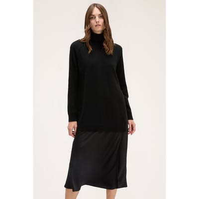 Motivi Knit Dress With Satin Slip Black Größe: XS | Midikleider Outlet | Damen | Schwarz