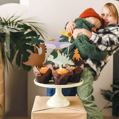 PartyDeco Cupcake Toppers - Dinosaurussen - 8-12cm pk/6