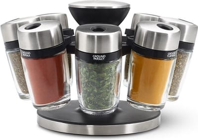 Cole & Mason Cambridge Kruidenrek - 8-Delige Set - Compact - Glazen Potjes - RVS-Look - Georganiseerd Koken