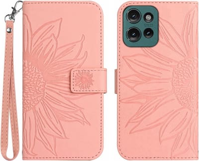 Coverup Hoesje - Geschikt voor Motorola Edge 50 Neo Hoesje - Coverup Zonnebloem Book Case met Koord - Pink