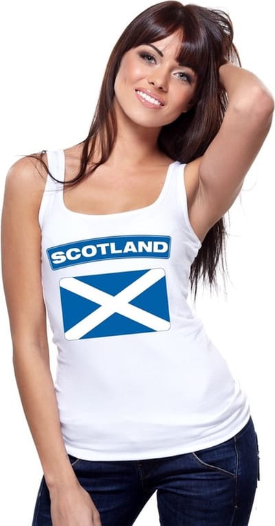 Schotland singlet shirt/ tanktop met Schotse vlag wit dames S