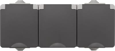 ION Industries - Contactdoos spatwaterdicht - opbouw - 3-voudig - randaarde - IP55 - grijs