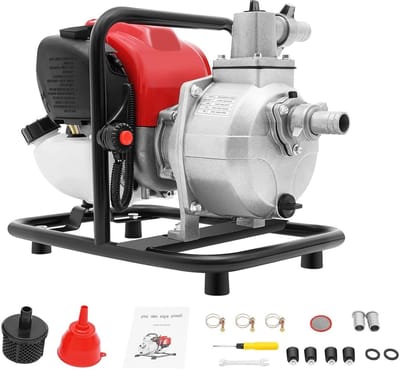 Benzine Waterpomp - Draagbare Pomp - Water Transport - Krachtige 4-takt Motor - 135 Liter Per Minuut - Grijs