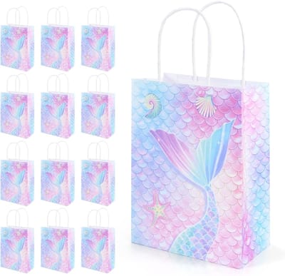 Snoepzakjes voor kinderverjaardag, zeemeermin thema, feestzakjes, geschenkverpakking, 12 stuks, decoratie voor meisjes, verjaardagspartij, vrolijke cadeautjes