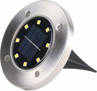 Benson Solar grondspot - modern design - spatwaterdicht - Ø12 x 11,5 cm - zilver