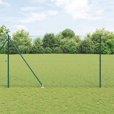 vidaXL - gelast - draadhek - met - grondpennen - 10 - x - 1,5 - m - PVC-gecoate - Staal
