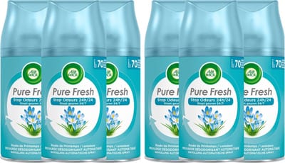 AirWick Pure Lentedauw Spray Navulling Neutraliseert Geurtjes Zonder Vochtige Nevel - 6 Stuks