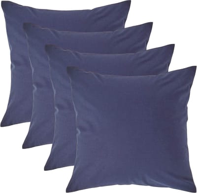 Homescapes Kussensloop 40x40 cm Set van 4 – Marineblauw – 100% Egyptisch Perkal Katoen – 200 TC