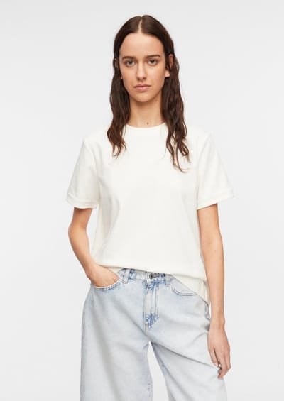 T-shirt met ronde hals van katoenjersey met een trapezevormige snit dames COMMA