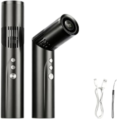 LISM-Oplaadbare, draagbare 3-in-1 turboventilator met snelheden van 1 tot 199 toeren per minuut en digitaal display, 12 uur gebruiksduur, perfect zomercadeau Geschikt voor vrouwen (zwart).