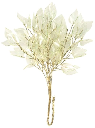 mit Herz | Decoratieve takken met transparante acrylbladeren | Decoratieve floristiek | Siertakken | DIY | Knutselen | 10 draadtakken met elk 7 bladeren | 18 cm lang (heldergroene bladeren