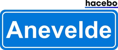 Hacebo - Plaatsnaam Sticker - 29x10 CM - Anevelde sticker - Verkeersborden sticker - grappige cadeaus - Anevelde