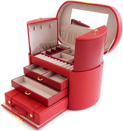 Juwelendoos - Sieraden opberger - Sieraden organiseren - Grote capaciteit - 35 cm - Rood