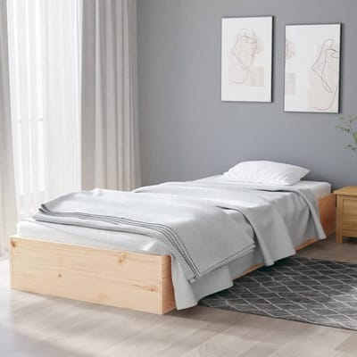Houten Bedframe - Eenpersoons Bed - Kleine Ruimtes - Massief Grenenhout - 75x190 cm - Natuurlijk