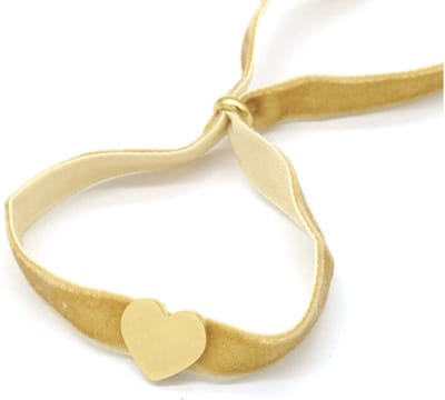 Armband Dames - Hartje RVS - Fluweel - Lengte Verstelbaar - Goudkleurig – valentijn – cadeau