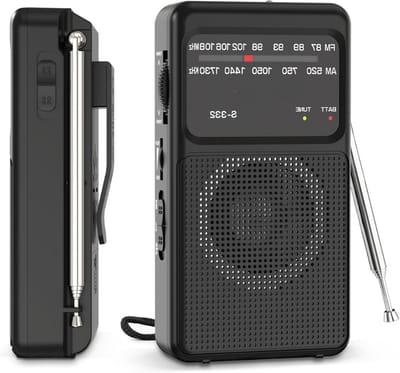 Transistor Radio Op Batterijen - Transister FM AM - Draagbare Mini Noodradio - Radio Voor Rampen - Pocket Radio Speler - Zwart