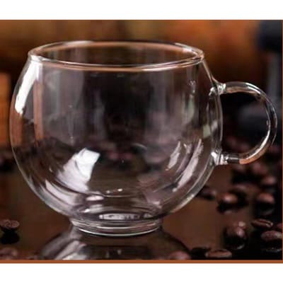 150/300ml Hitte Dubbellaags Glazen Kop Transparant met Handvat Bestendig Koffiekopje & Schotel Melk Sap Water Kop Festival Cadeau 150ml black