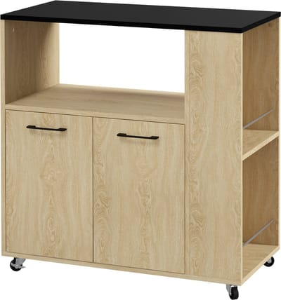 HOMCOM Keukenwagen - Spaanplaat - 75x40x80,5cm - Natuurlijk hout