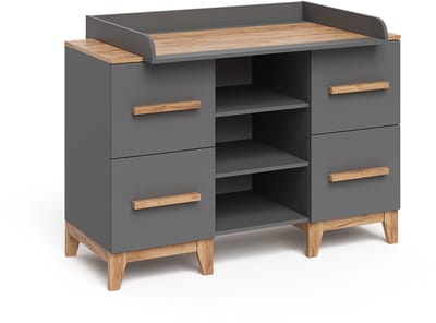 Vitalispa Malia Verschoontafel – 133 x 98 cm XL met 4 laden Grijs/Kunstnijverheid