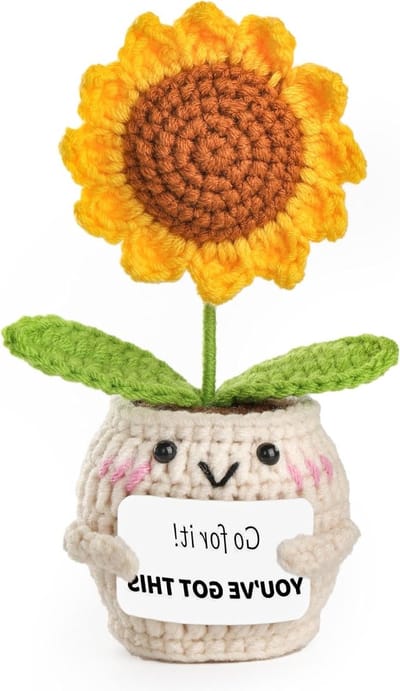 Handgemaakte Gehaakte Zonnebloem - Unieke Plant voor Emotionele Ondersteuning en Rugsteun - Perfecte Decoratie voor Kantoor en Cadeau voor Vrienden en Familie