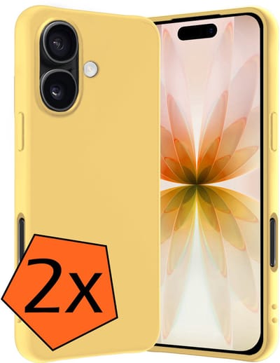 Hoes - 2 Stuks - Geschikt voor Apple iPhone 17 - Sterk & Shockproof - Case Siliconen - Back Cover - Telefoon Hoes - Geel