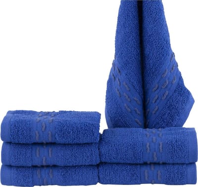 Homéé® Gastendoekjes golf jacquard 550g. m² 30x50cm 100% katoen badstof set van 6 stuks royal blauw