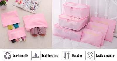 Bagage Organizers voor op reis, complete set met verschillende waterdichte kubussen verpakken reistassen, nylon kofferorganizers