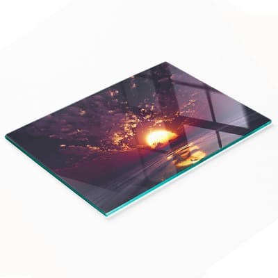 Multifunctionele decoratieve glazen snijplank voor de keuken, zonsondergangmotief, 80x52 cm