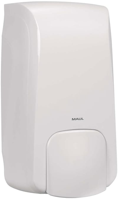 MAUL MaulCare schuimzeepdispenser wit 1000 ml, tot 2500 porties, grote drukknop voor bediening met één hand, afsluitbaar, ABS