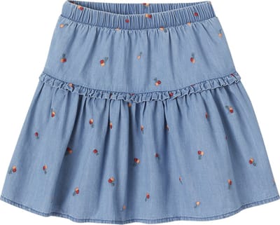 Vertbaudet Geborduurde meisjesrok mer kersen van licht denim