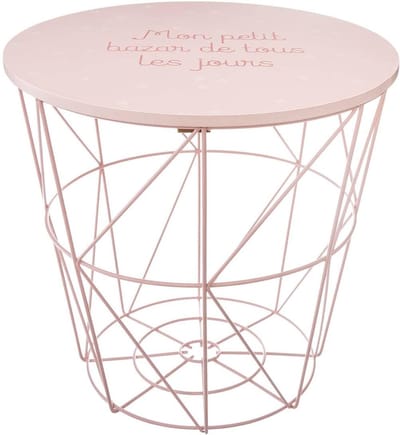 Kinder bijzettafel - Kindertafel - Speelkamer decoratie - Metaal en hout - 30cm diameter - Roze