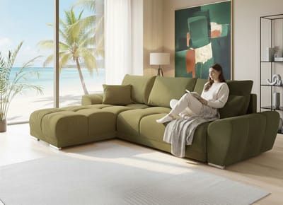 Luxe Uitschuifbare Slaapbank – 289x189 cm – Fluweel – Industrohome